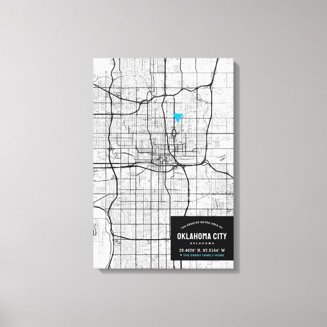 Oklahoma City Map + Mark Your Location Canvas Print (Front)