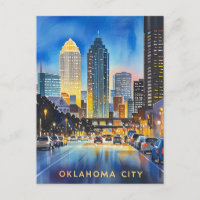 Oklahoma City Night Watercolor