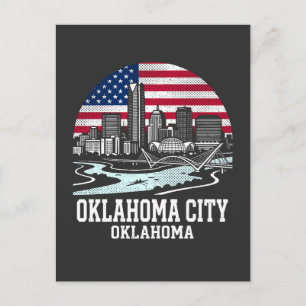 Oklahoma City OKC American Flag Postcard