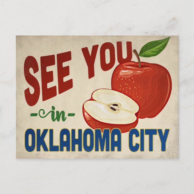 Oklahoma City Oklahoma Apple - Vintage Travel Postcard (Front)