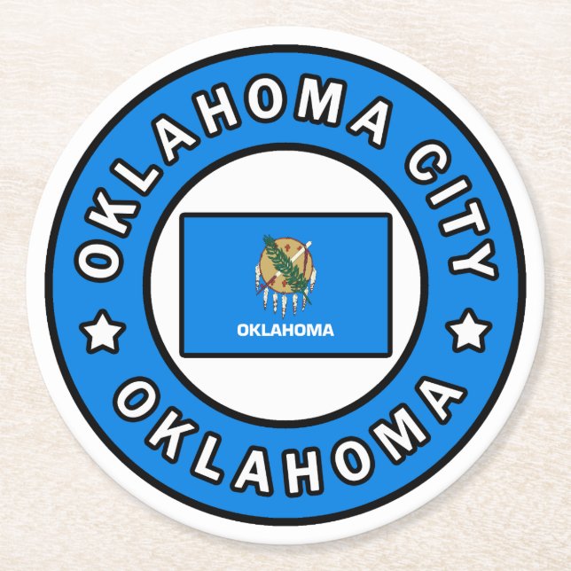 Oklahoma City Oklahoma Round Paper Coaster (Front)