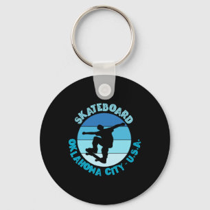 Oklahoma City Oklahoma Skateboarder Urn Skateboard Keychain