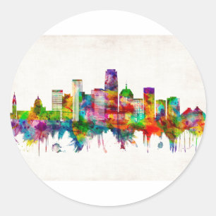 Oklahoma City Oklahoma Skyline Classic Round Sticker