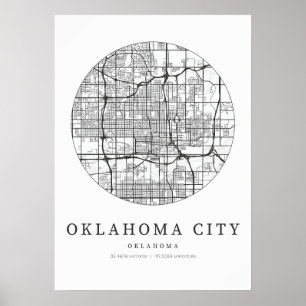 Oklahoma City Oklahoma Street Layout Map Poster