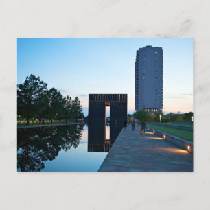 Oklahoma City Reflecting Pool Gate 9:03 Postcard