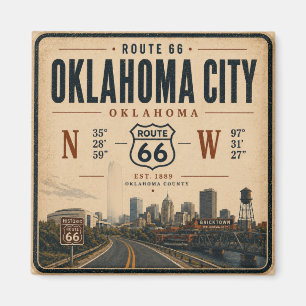 Oklahoma City Route 66 Coordinates Keepsake Magnet