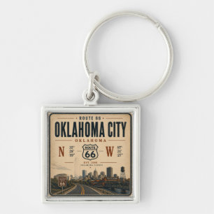 Oklahoma City Route 66 Coordinates Keychain