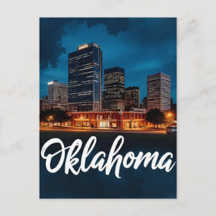 Oklahoma City Skyline at Night   Modern Cityscape  Postcard