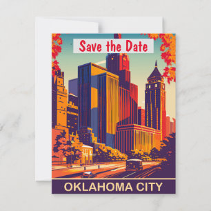 Oklahoma City Skyline Modern Wedding Invitation
