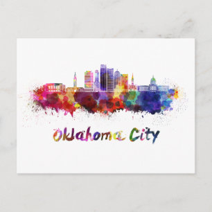 Oklahoma City V2 skyline in watercolor Postcard