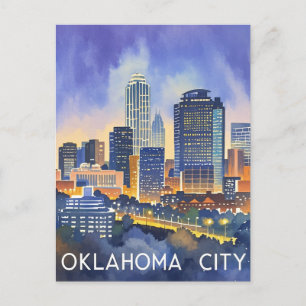 Oklahoma City water colour skyline Postcard