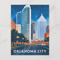Oklahoma City water colour skyline