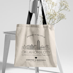 Oklahoma City Wedding   Stylized Skyline Tote Bag