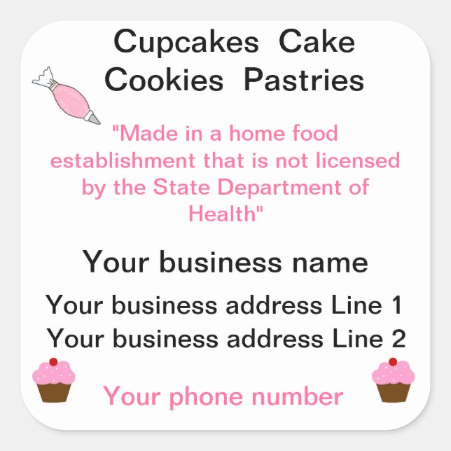 OKLAHOMA Cottage Food Law product stickers (Front)