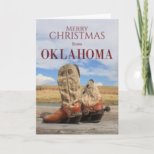 Oklahoma Cowboy Boot Christmas Card (Front)