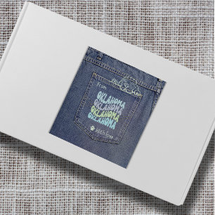 Oklahoma Dog in Jean Pocket Classic Square Sticker