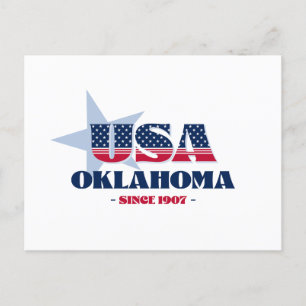 Oklahoma en carte postale rouge, blanche et bleue