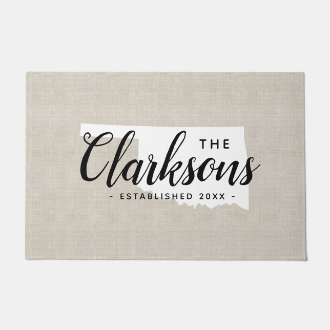 Oklahoma Family Monogram State Doormat (Front)