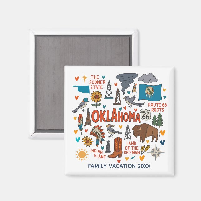 Oklahoma Family Trip Keepsake Custom Magnet (Front/Back)