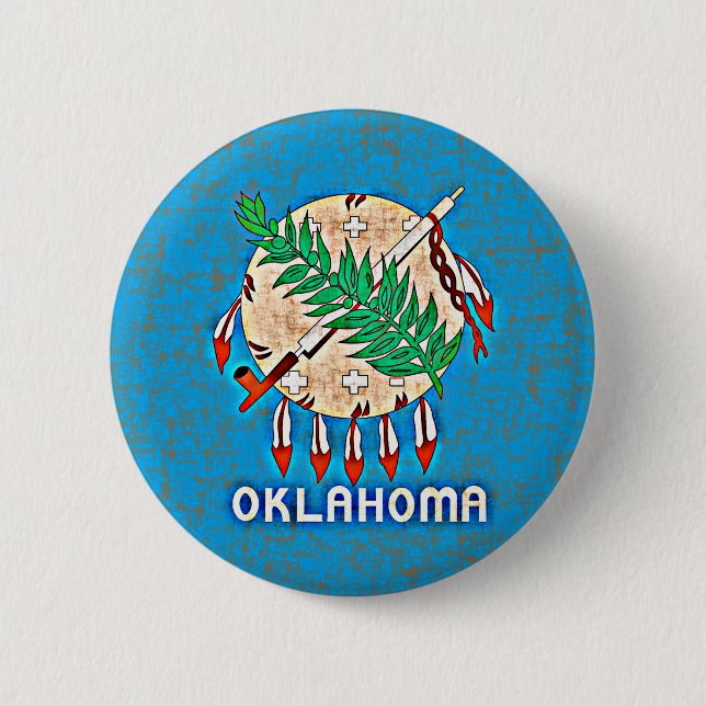 OKLAHOMA FLAG 2 INCH ROUND BUTTON (Front)