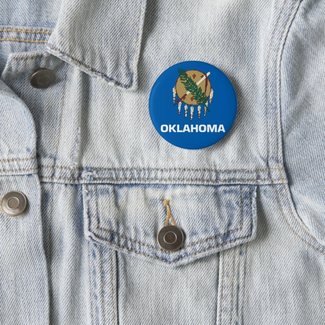 Oklahoma flag 2 inch round button (In Situ)