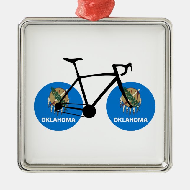 Oklahoma Flag Cycling Metal Ornament (Front)