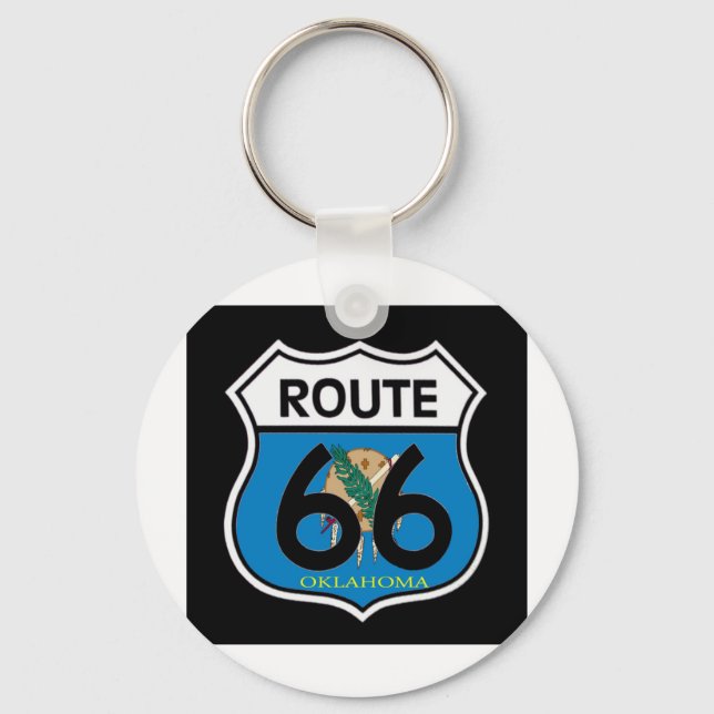 Oklahoma flag Route 66 Shield Keychain (Front)