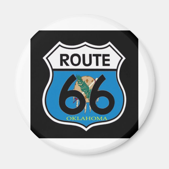 Oklahoma flag Route 66 Shield Magnet (Front)