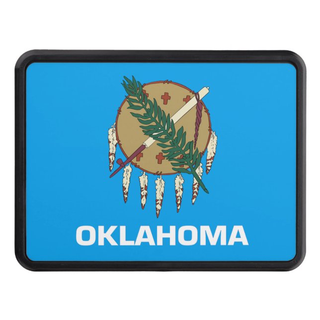 Oklahoma flag trailer hitch cover (Front)