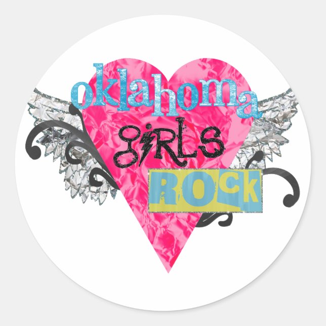Oklahoma Girls Rock Classic Round Sticker (Front)