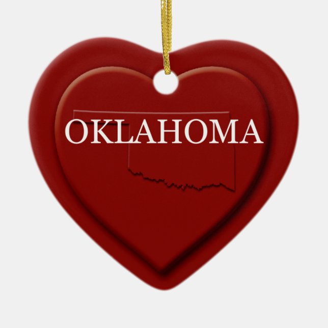 Oklahoma Heart Map Christmas Ornament (Front)