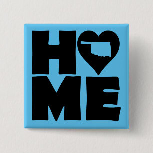 Oklahoma Home Heart State Button Badge Pin