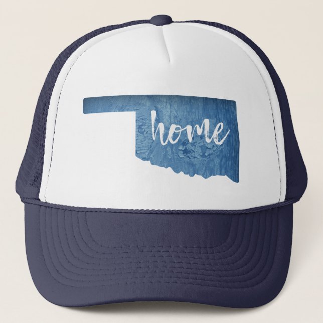 Oklahoma Home Wood Grain Trucker Hat (Front)