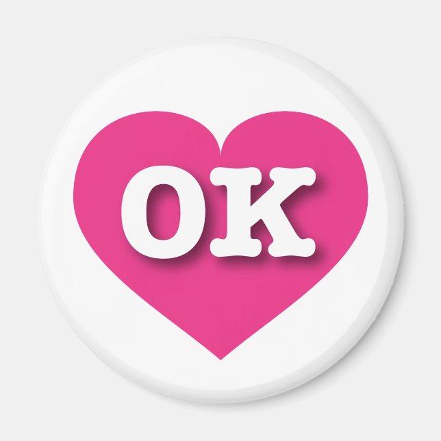 Oklahoma Hot Pink Heart - I love OK Magnet (Front)