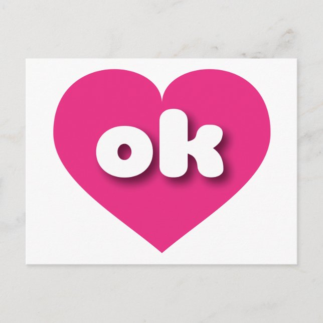 Oklahoma hot pink heart - I love ok Postcard (Front)