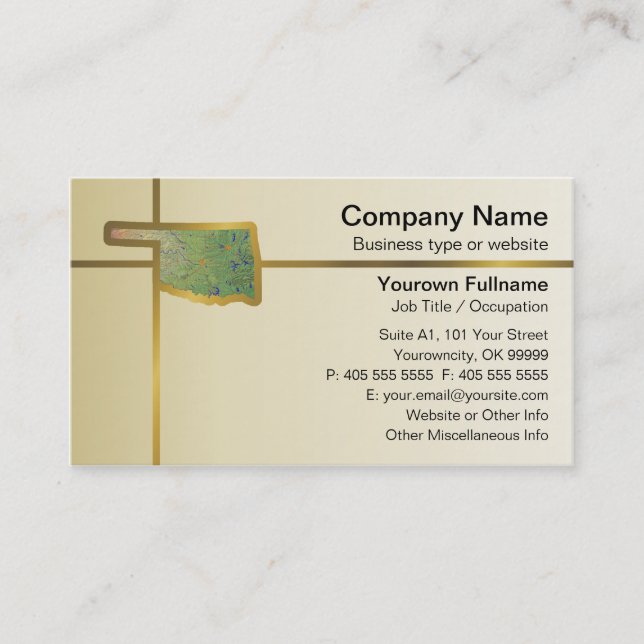 Oklahoma Map Business Card (Front)
