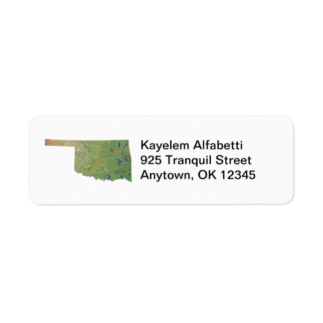 Oklahoma Map Return Address Label (Front)