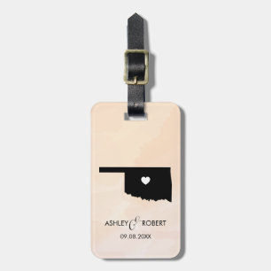 Oklahoma Map Wedding Luggage Tag, Custom Gift Luggage Tag
