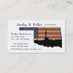 Oklahoma Patriotic Oil Drilling Rig Business Card