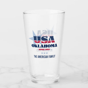 Oklahoma Patriotic Pride Personalized Glass