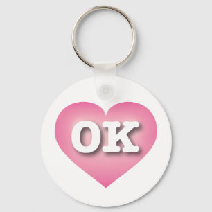 Oklahoma Pink Fade Heart - I love OK Keychain