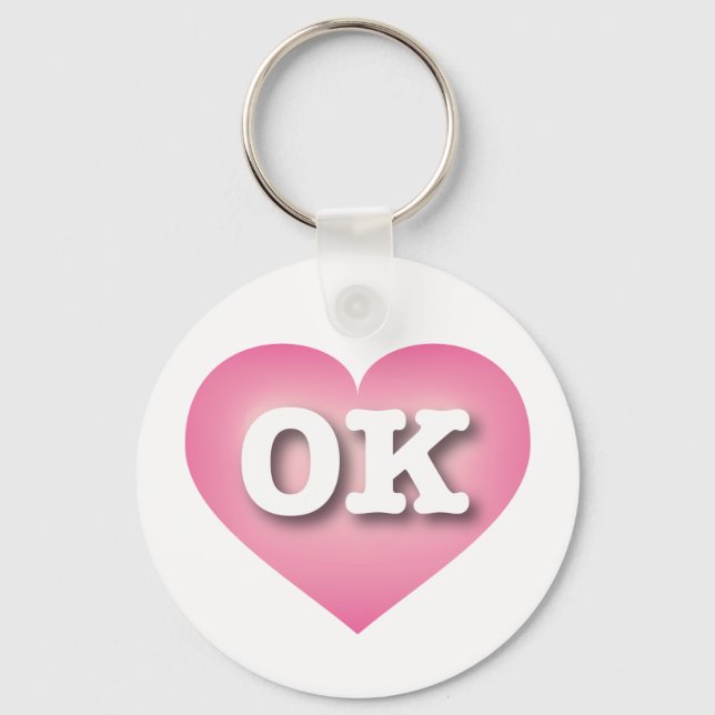 Oklahoma Pink Fade Heart - I love OK Keychain (Front)