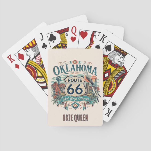 Oklahoma Prairie Boho Route 66 Game Night Playing Cards (Back)