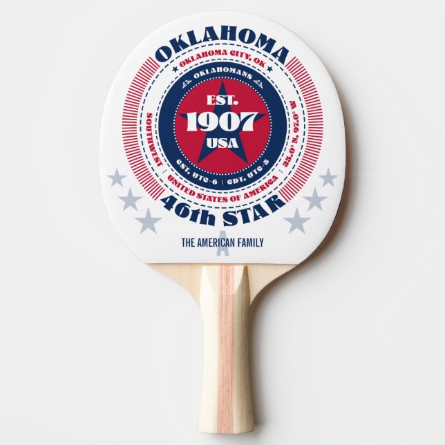 Oklahoma Pride Circular Typography Monogram Ping Pong Paddle (Front)