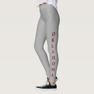 Oklahoma Red Lettering Grey Leggings