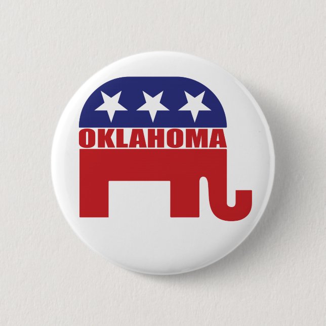Oklahoma Republican Elephant 2 Inch Round Button (Front)