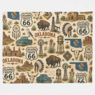 Oklahoma Route 66 Cozy Prairie Fleece Blanket