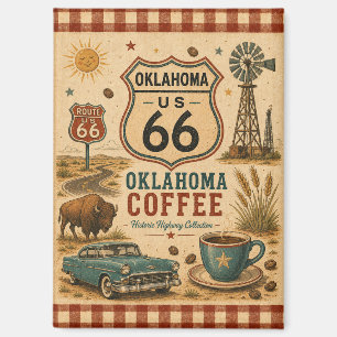 Oklahoma Route 66 Fridge Coffee Stop Magnet