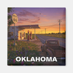 Oklahoma Route 66 Gas Station Travel Magnet
