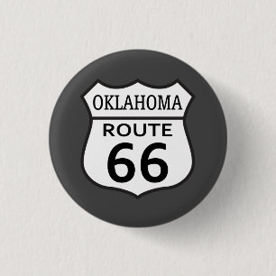 Oklahoma Route 66 Hwy Sign 1 Inch Round Button